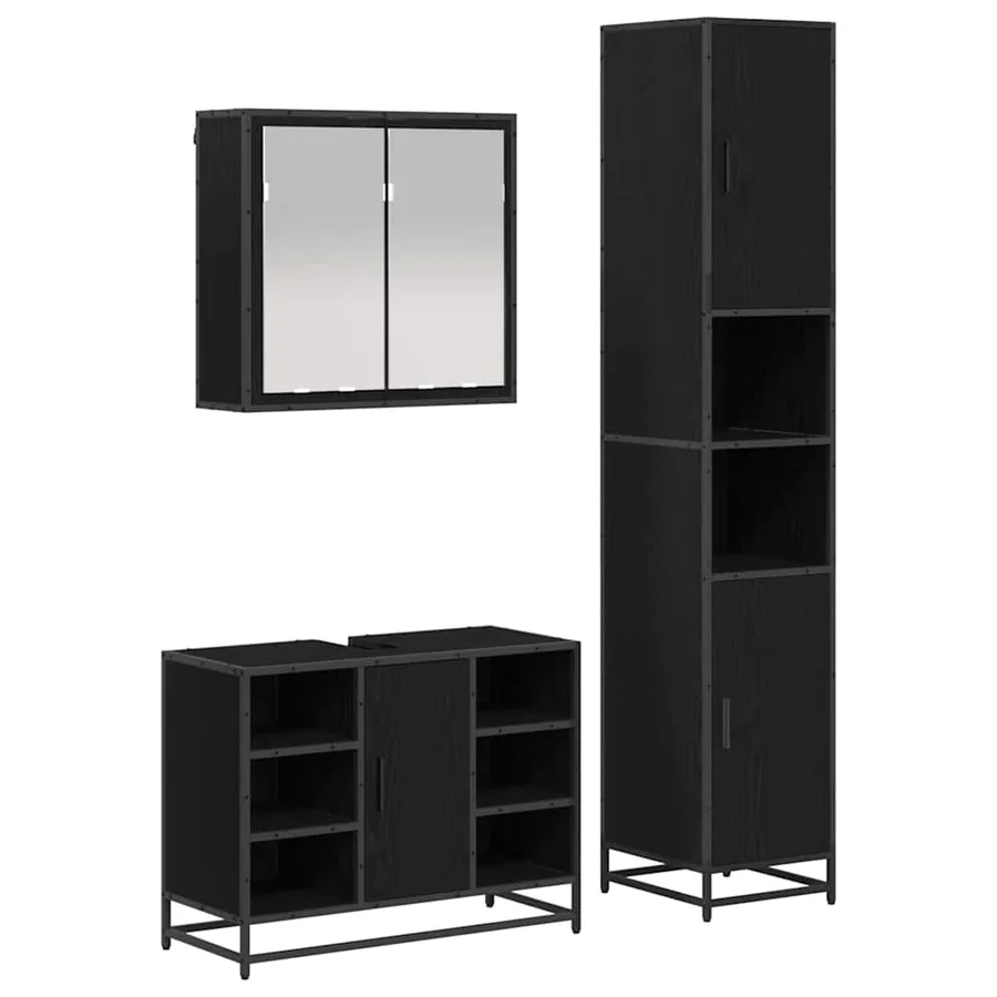 Ensemble de mobilier de salle de bain 3 pcs Chêne noir - 2