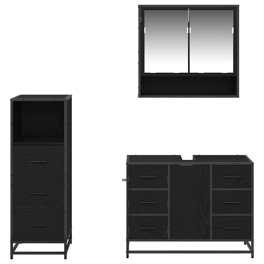 Ensemble de mobilier de salle de bain 3 pcs Chêne noir - 5