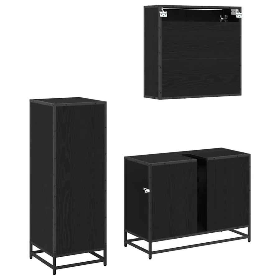Ensemble de mobilier de salle de bain 3 pcs Chêne noir - 6