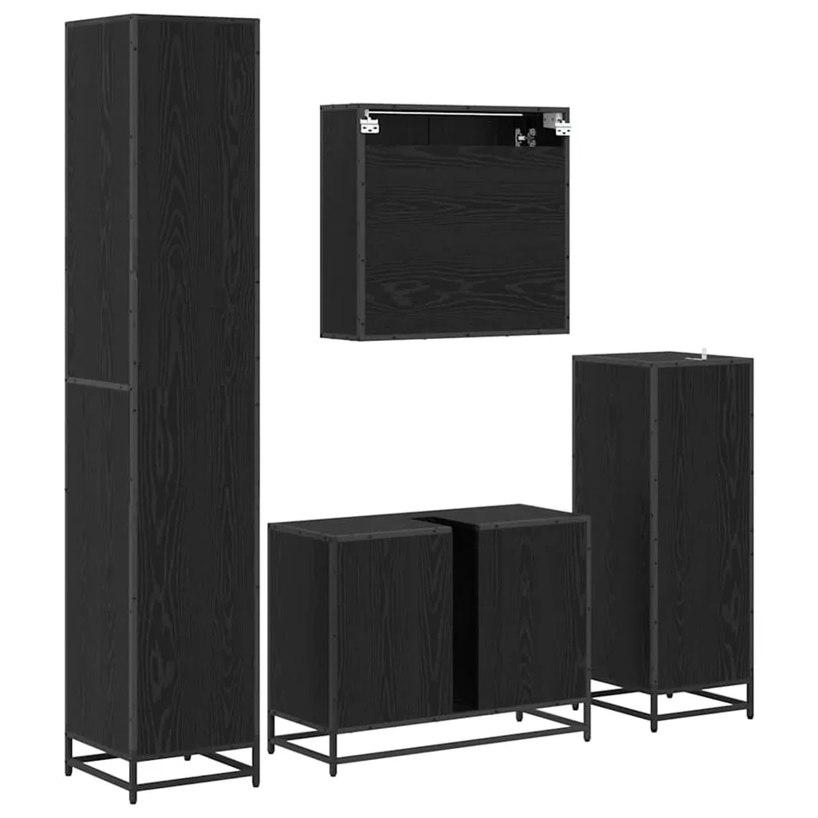 Ensemble de mobilier de salle de bain 4 pcs Chêne noir - 10