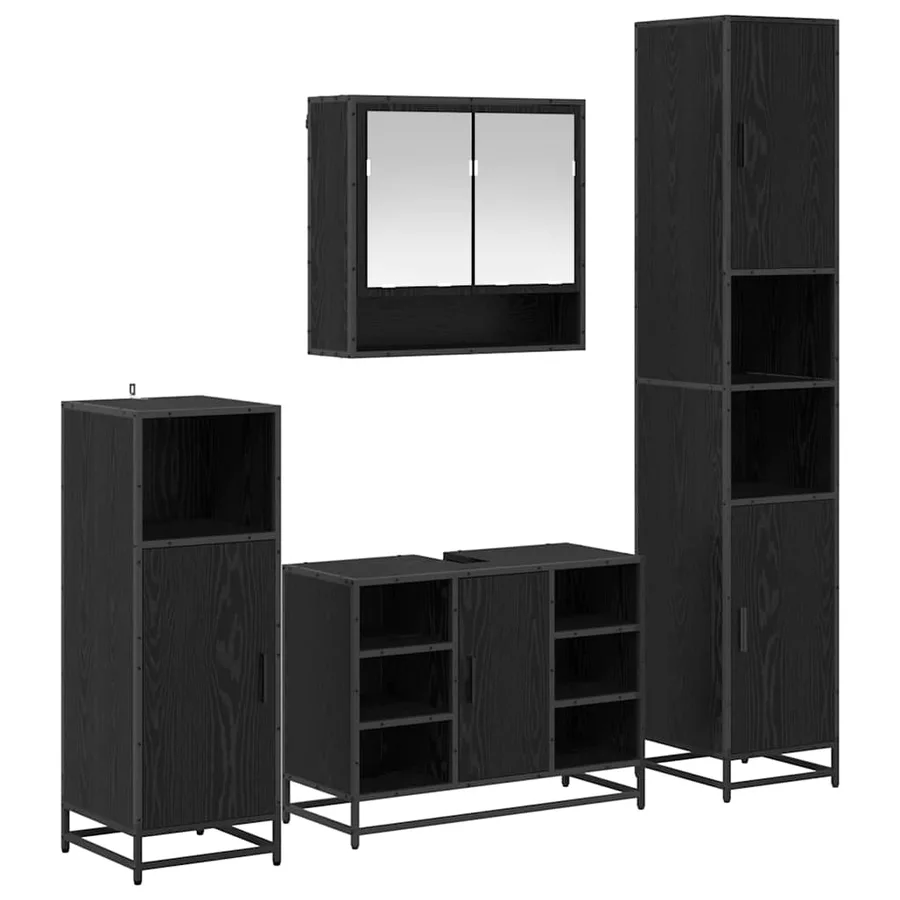 Ensemble de mobilier de salle de bain 4 pcs Chêne noir - 2