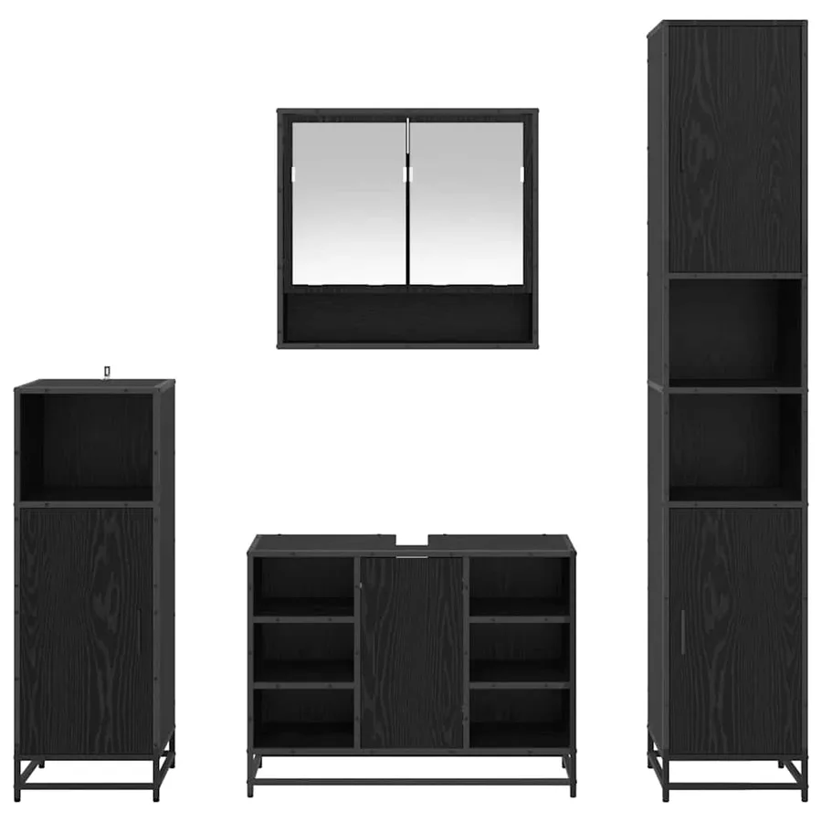 Ensemble de mobilier de salle de bain 4 pcs Chêne noir - 9