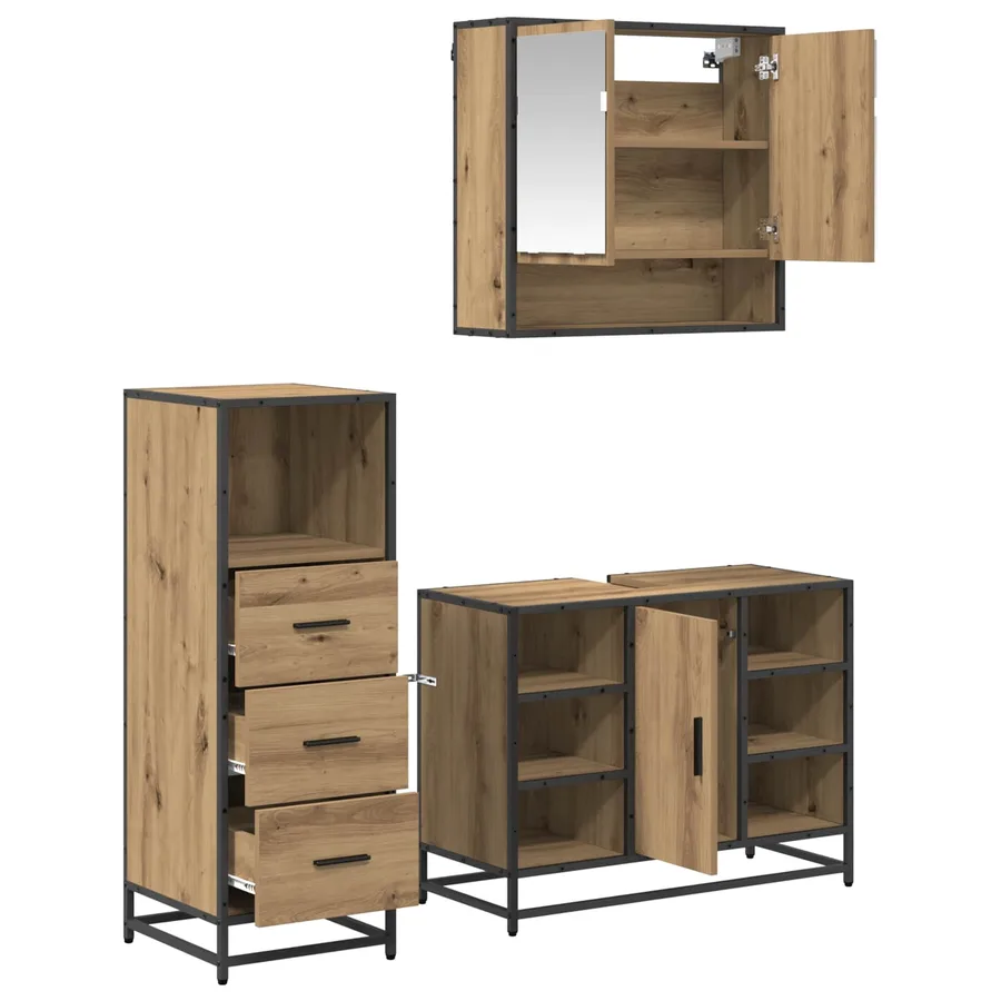 Ensemble de mobilier de salle de bain 3 pc Chêne artisanal - 5