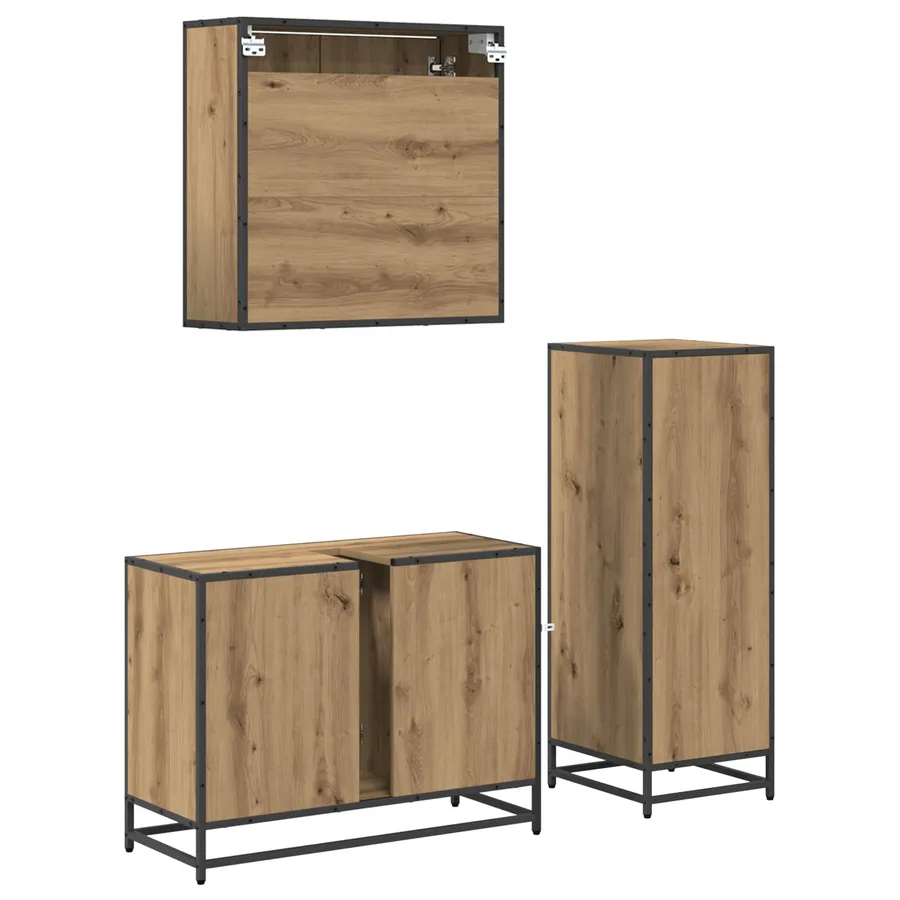 Ensemble de mobilier de salle de bain 3 pc Chêne artisanal - 8
