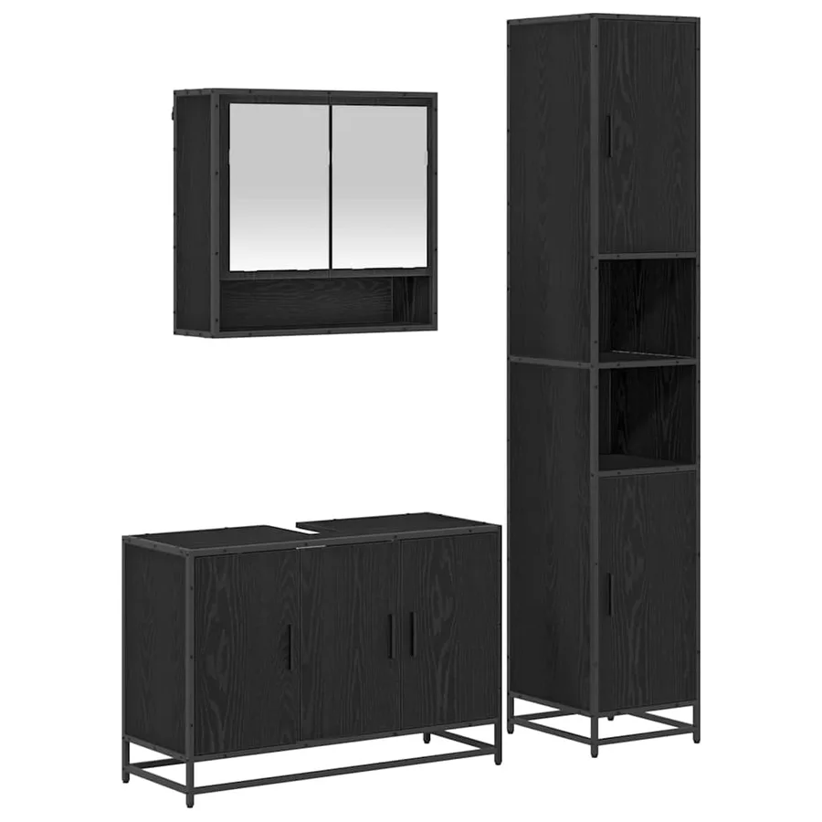 Ensemble de mobilier de salle de bain 3 pcs Bois Ancien - 2