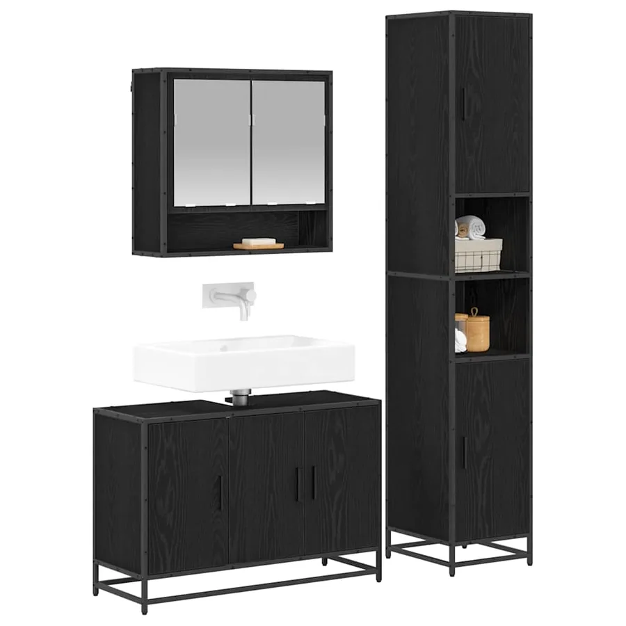 Ensemble de mobilier de salle de bain 3 pcs Bois Ancien - 3