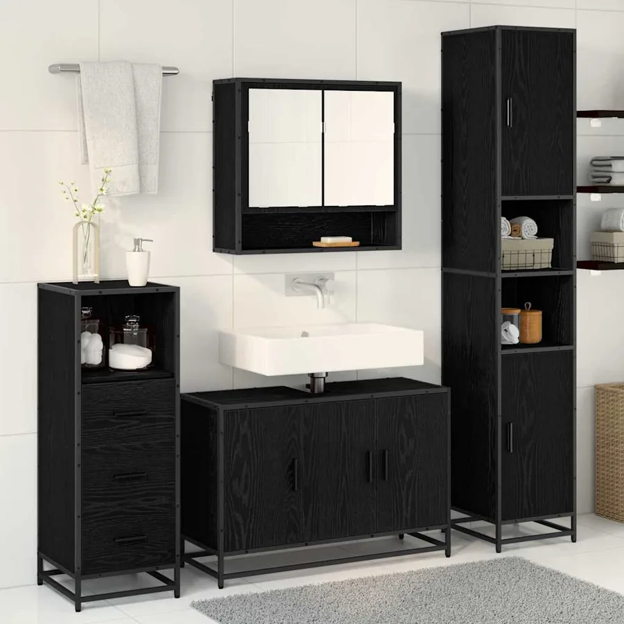 Ensemble de mobilier de salle de bain 3 pcs Bois Ancien - 4