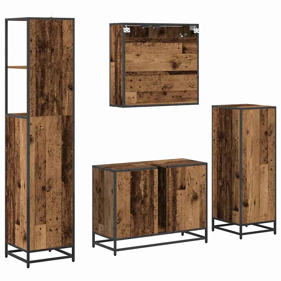 Ensemble de mobilier de salle de bain 4 pcs Bois ancien - 8
