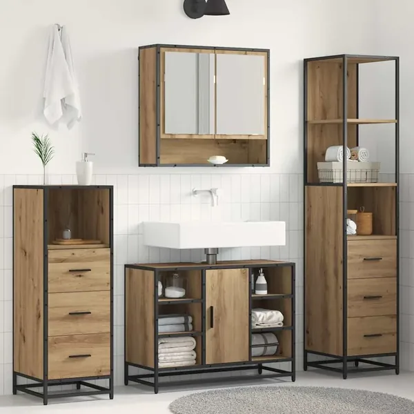 Ensemble de mobilier de salle de bain 3 pc Chêne artisanal