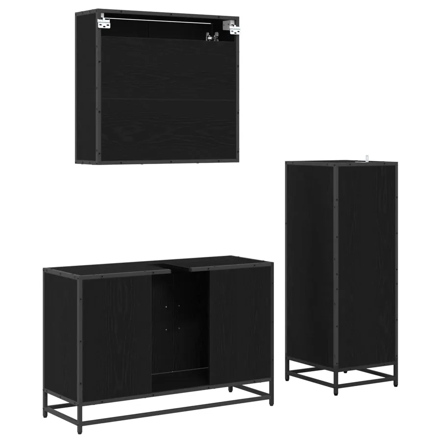 Ensemble de mobilier de salle de bain 3 pcs Chêne noir - 4