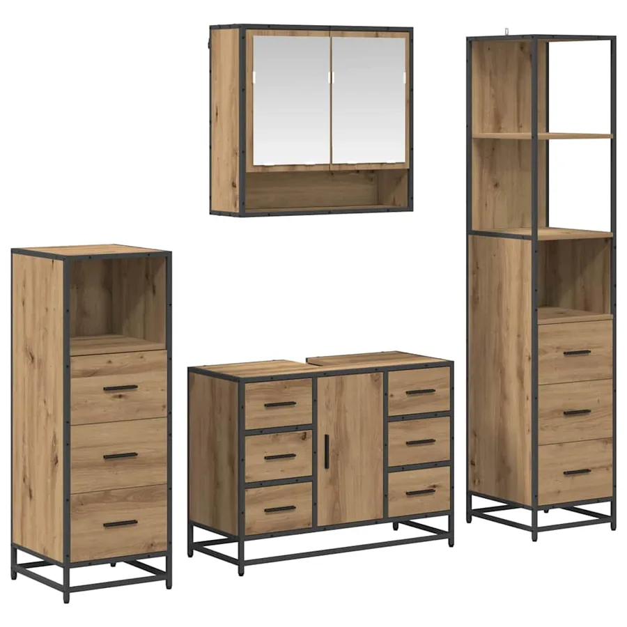 Ensemble de mobilier de salle de bain 4 pc Chêne artisanal - 2