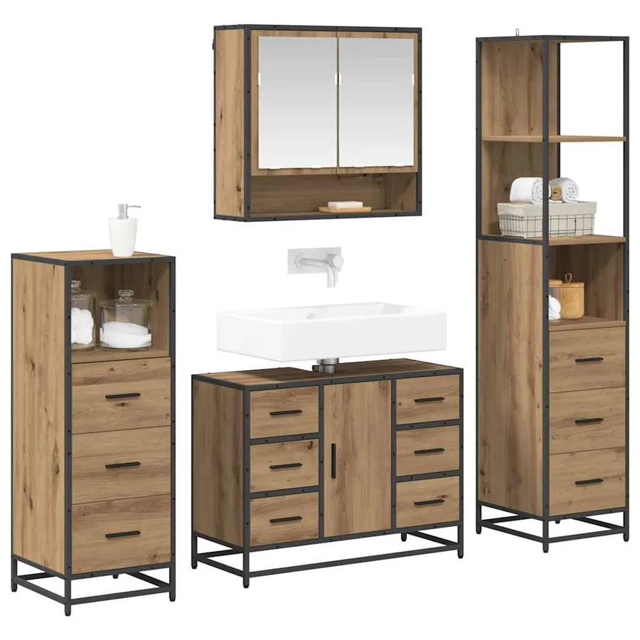 Ensemble de mobilier de salle de bain 4 pc Chêne artisanal - 3