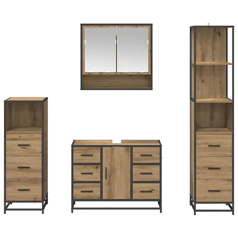 Ensemble de mobilier de salle de bain 4 pc Chêne artisanal - 9
