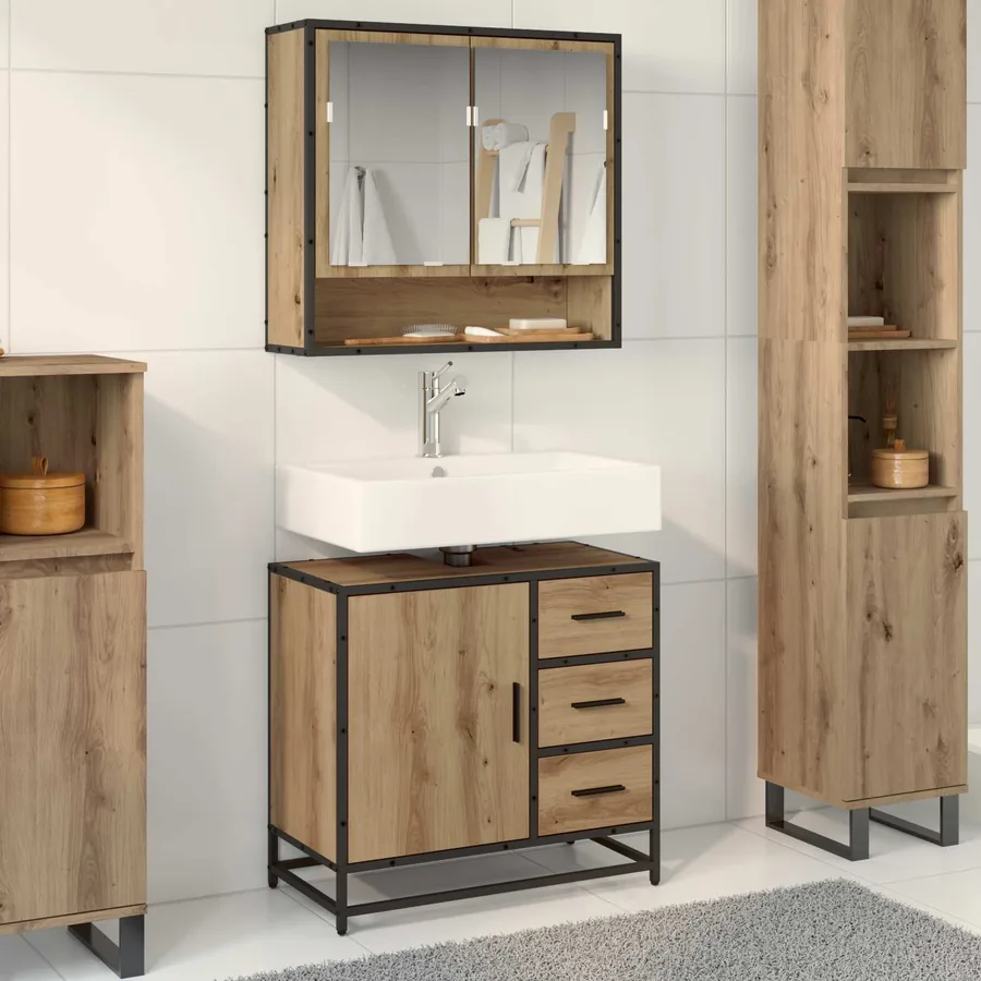 Ensemble de mobilier de salle de bain 2 pc Chêne artisanal