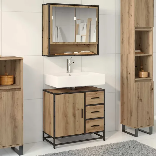 Ensemble de mobilier de salle de bain 2 pc Chêne artisanal