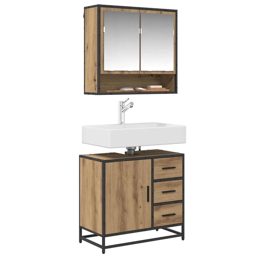 Ensemble de mobilier de salle de bain 2 pc Chêne artisanal - 3