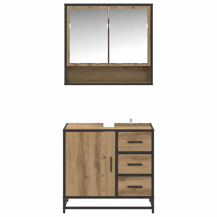 Ensemble de mobilier de salle de bain 2 pc Chêne artisanal - 7