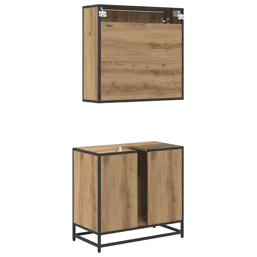 Ensemble de mobilier de salle de bain 2 pc Chêne artisanal - 9