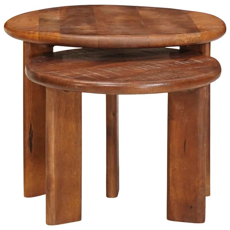 Tables basses gigognes 2 pcs Marron miel Bois de mangue massif - 4