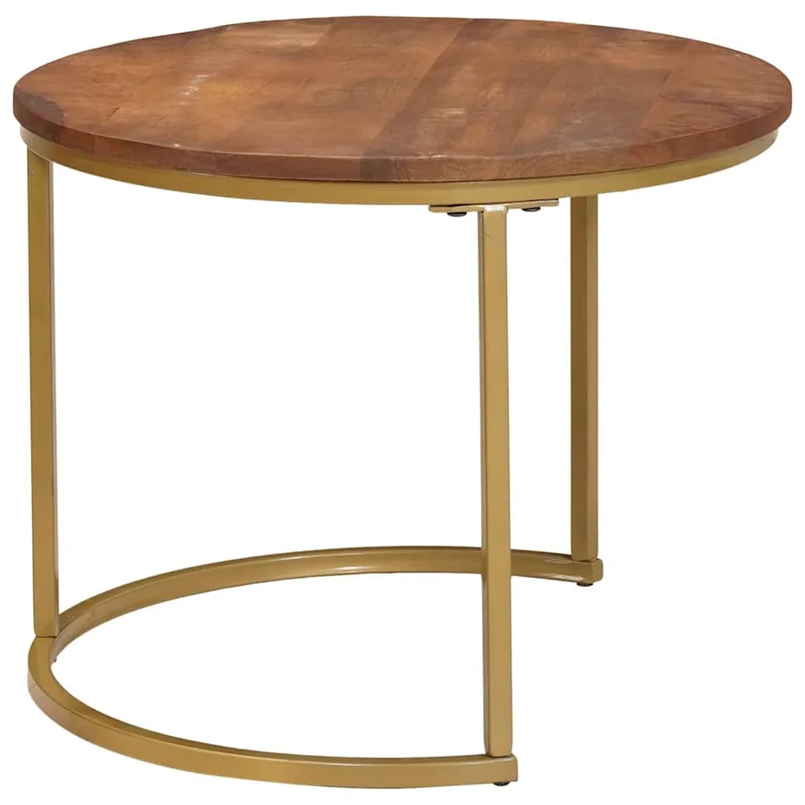Tables basses gigognes 2 pcs Bois de mangue massif et acier - 7