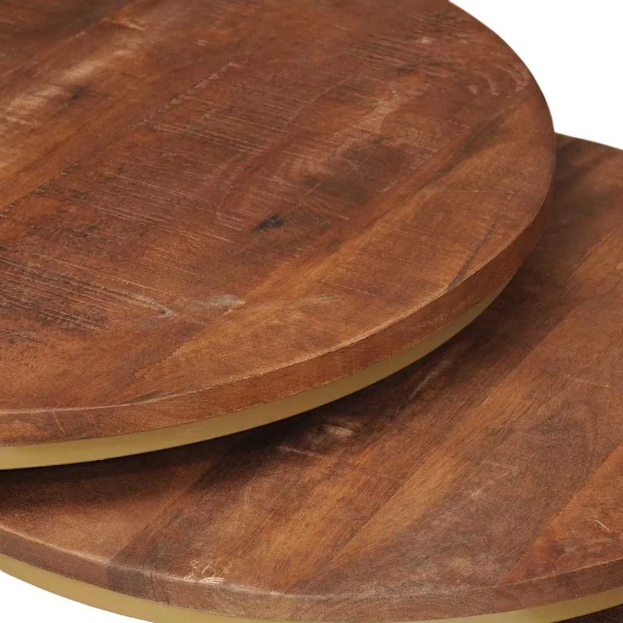 Tables basses gigognes 2 pcs Bois de mangue massif et acier - 9