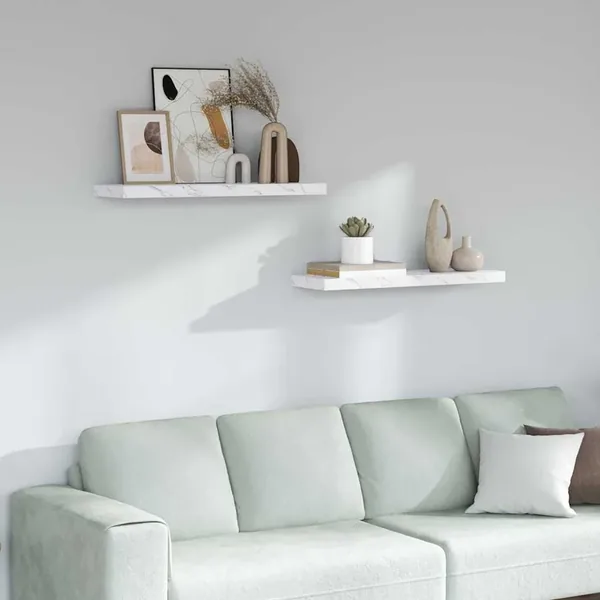 Étagère Murale 2 pcs Marbre blanc 90 x 23,5 x 4 cm