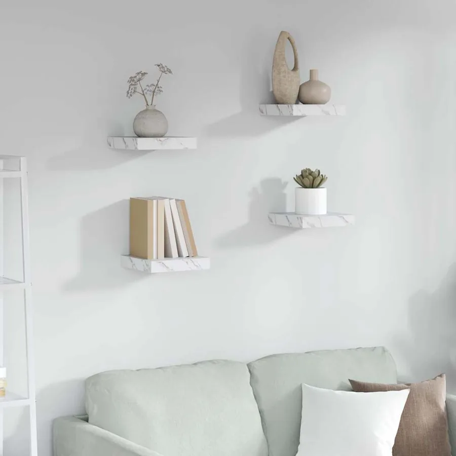 Étagère Murale 4 pcs Marbre blanc 23 x 23,5 x 4 cm