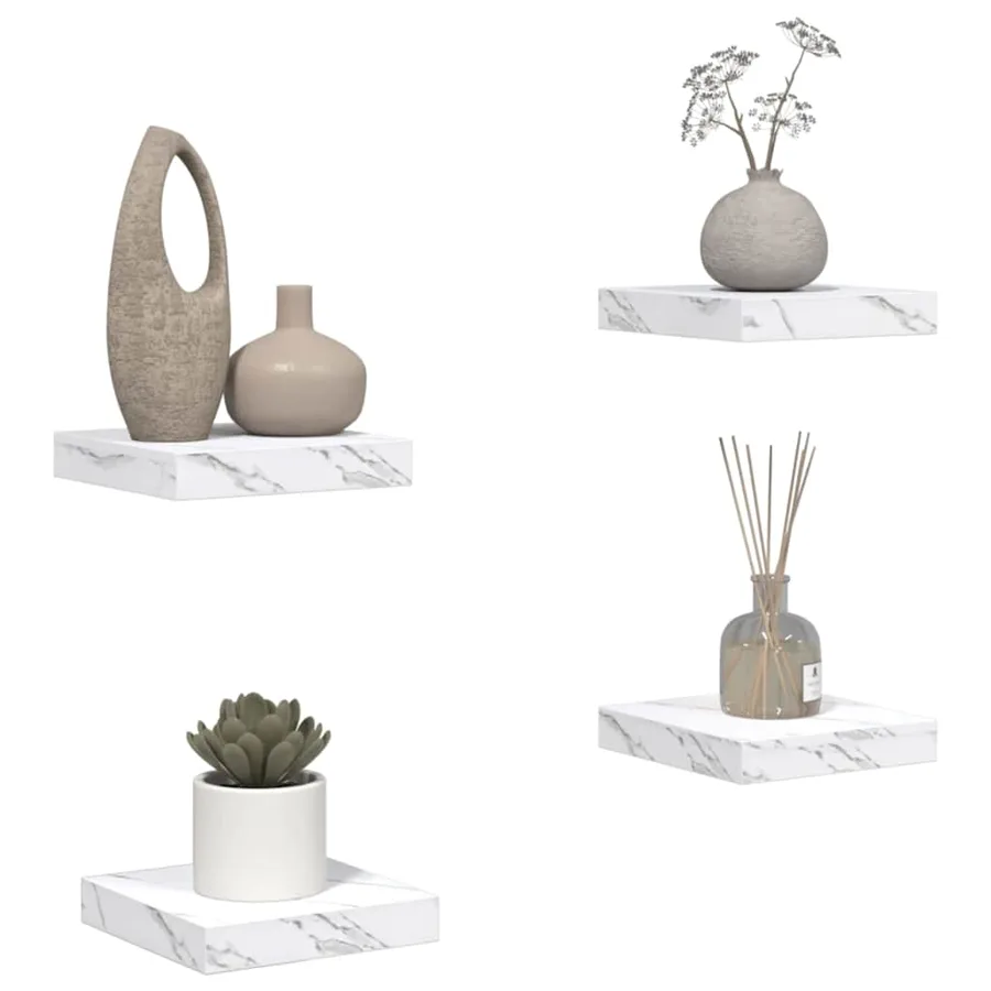 Étagère Murale 4 pcs Marbre blanc 23 x 23,5 x 4 cm - 3
