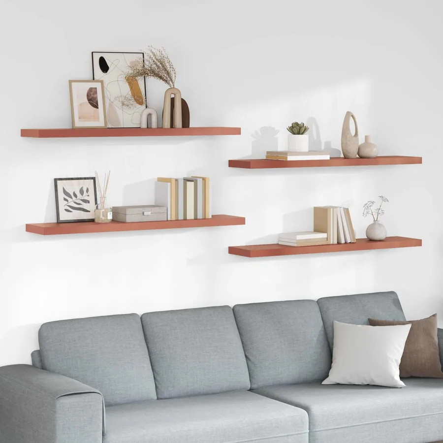 Étagère Murale 4 pcs Rouge 120 x 23,5 x 4 cm Bois d'ingénierie