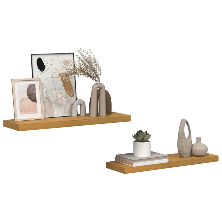 Étagère Murale 2 pcs Beige 90 x 23,5 x 4 cm Bois d'ingénierie - 3