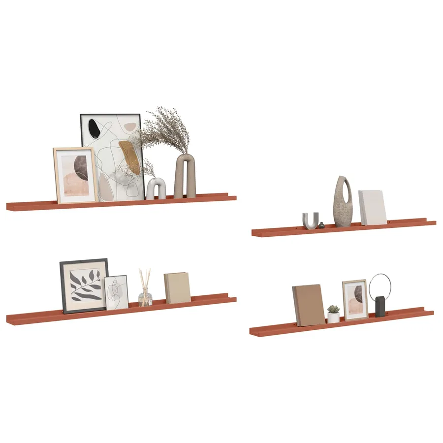 Étagère Murale Montage mural 4 pcs Rouge 115 x 9 x 3 cm - 3