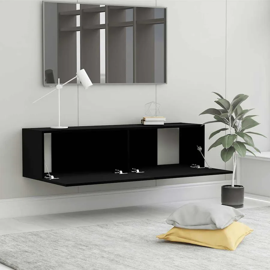 Meuble TV Noir 120x30x30 cm Bois d’ingénierie - 4