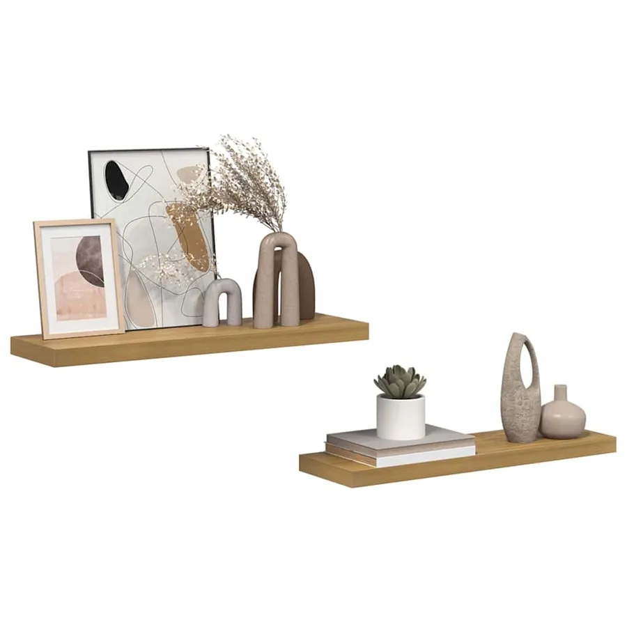 Étagère Murale 2 pcs Marron 90 x 23,5 x 4 cm Bois d'ingénierie - 3