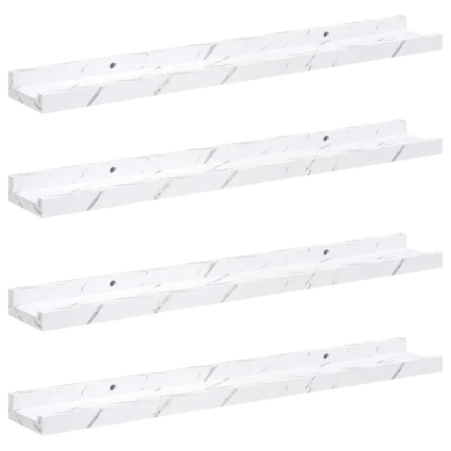 Étagère Murale Montage mural 4 pcs Marbre blanc 60 x 9 x 3 cm - 2