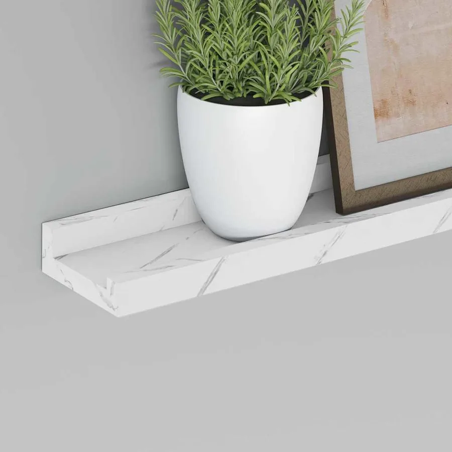 Étagère Murale Montage mural 4 pcs Marbre blanc 60 x 9 x 3 cm - 5