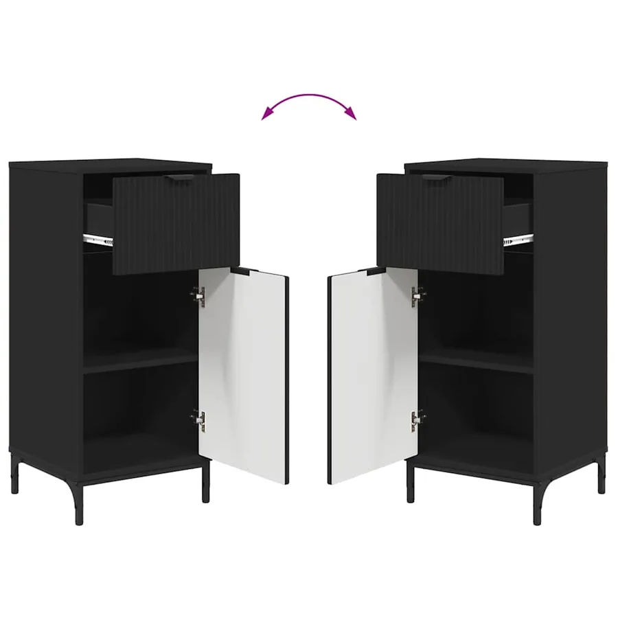 Ensemble de mobilier de salle de bain avec tiroir 2 pcs Noir - 10