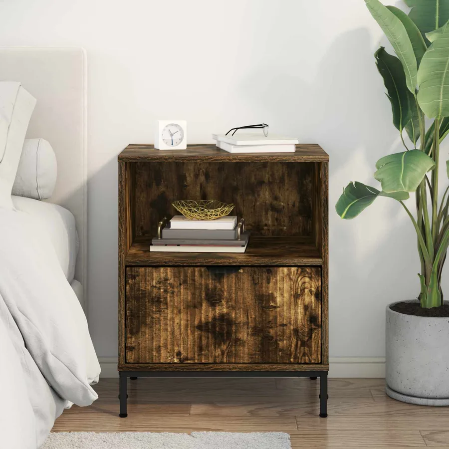 Cabinet de chevet Chêne fumé 49 x 36 x 61 cm Bois d'ingénierie - 4