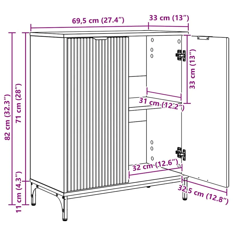 Buffet Chêne artisanal 69,5 x 33 x 82 cm Bois d'ingénierie - 14