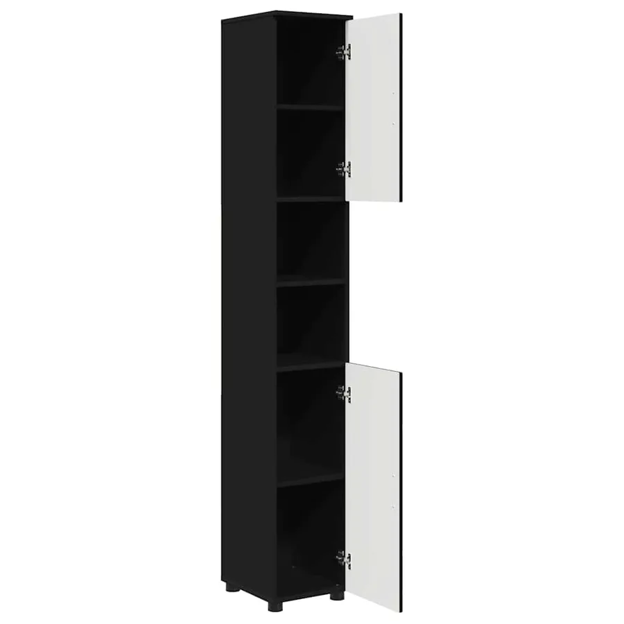Cabinet de salle de bain avec stockage Noir 30 x 35 x 192 cm - 5