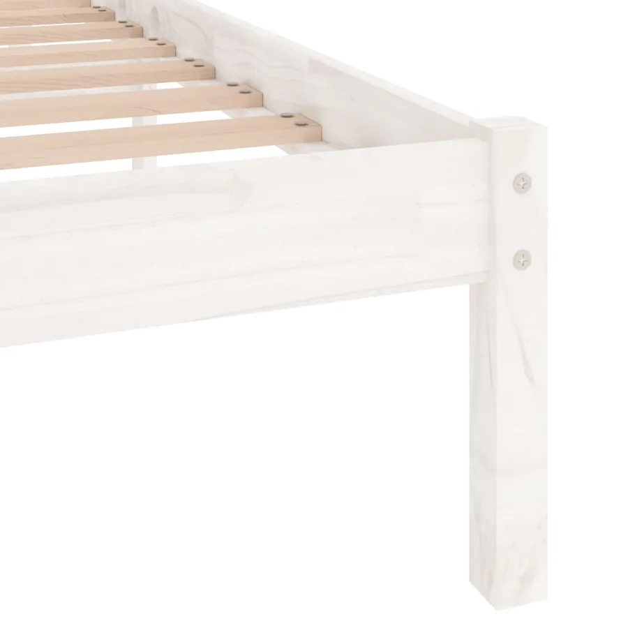 Cadre de lit sans matelas blanc bois massif 140x190 cm - 6