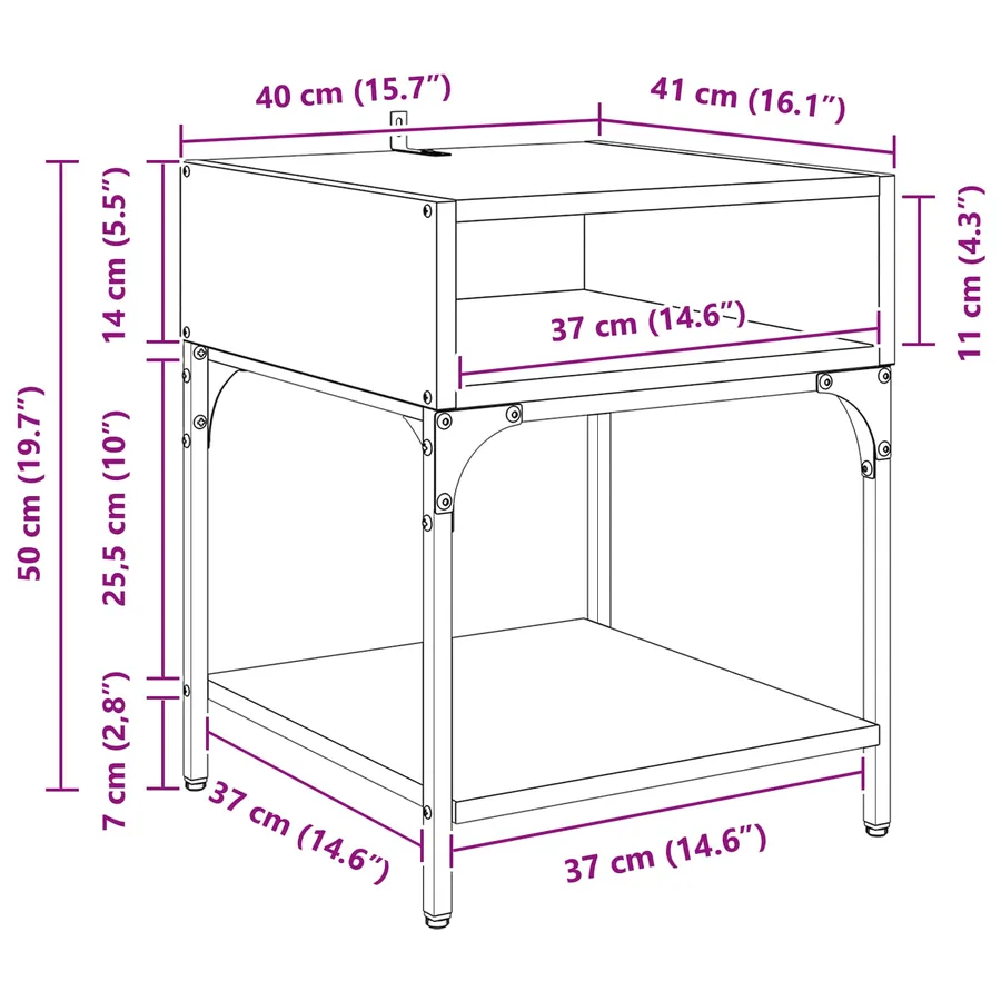 Table de chevet 2 pcs Chêne noir 40 x 40 x 50 cm - 14