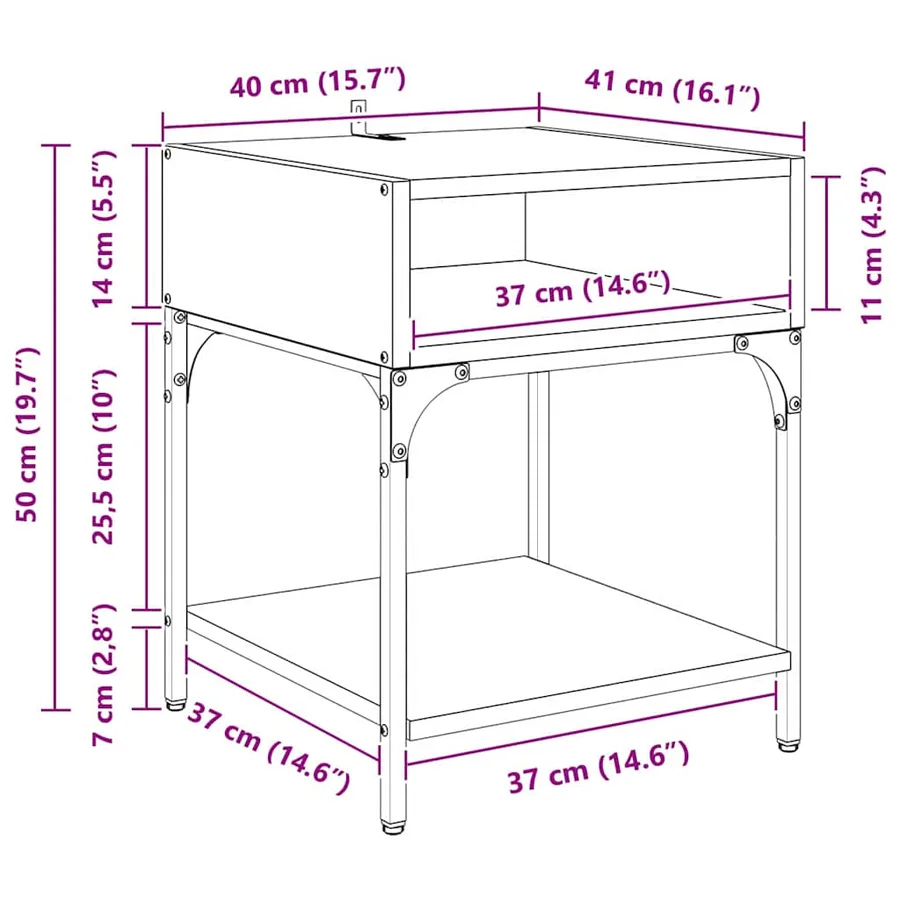 Table de chevet 2 pc Chêne artisanal 40 x 40 x 50 cm - 16