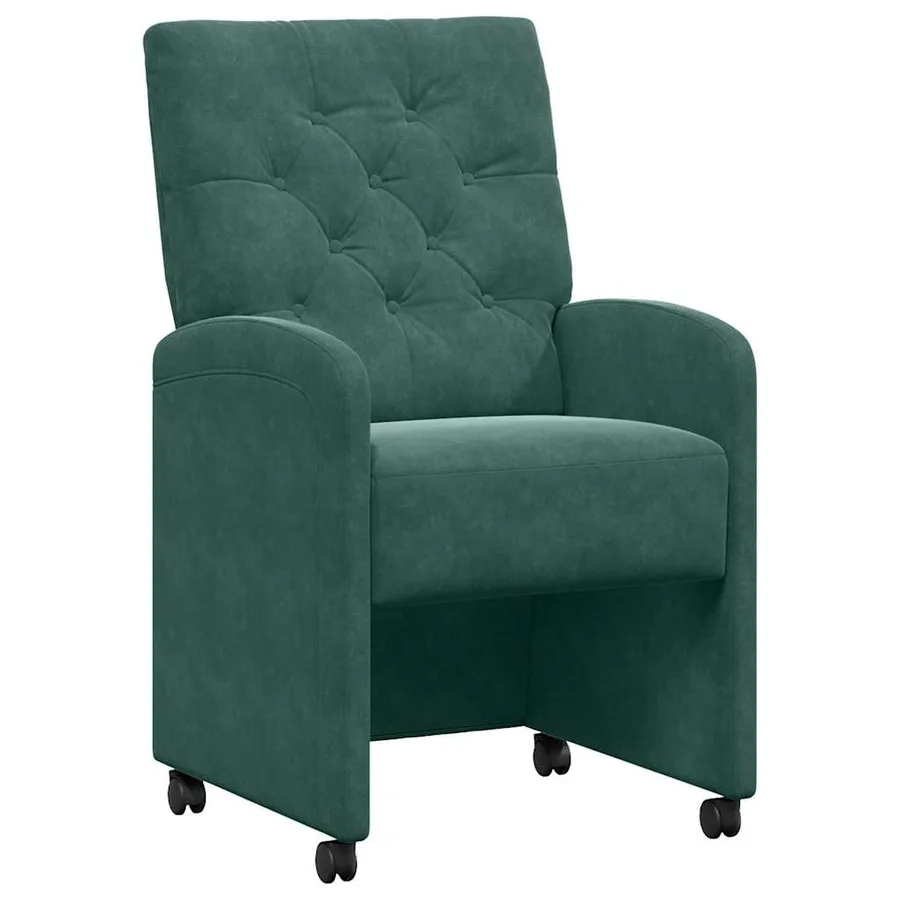 Chaises de Salle à Manger avec Roues 2 pcs Vert foncé Velours - 2