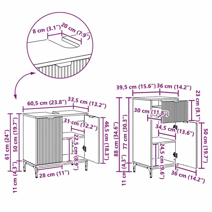 Ensemble de mobilier de salle de bain 2 pcs Gris béton - 13