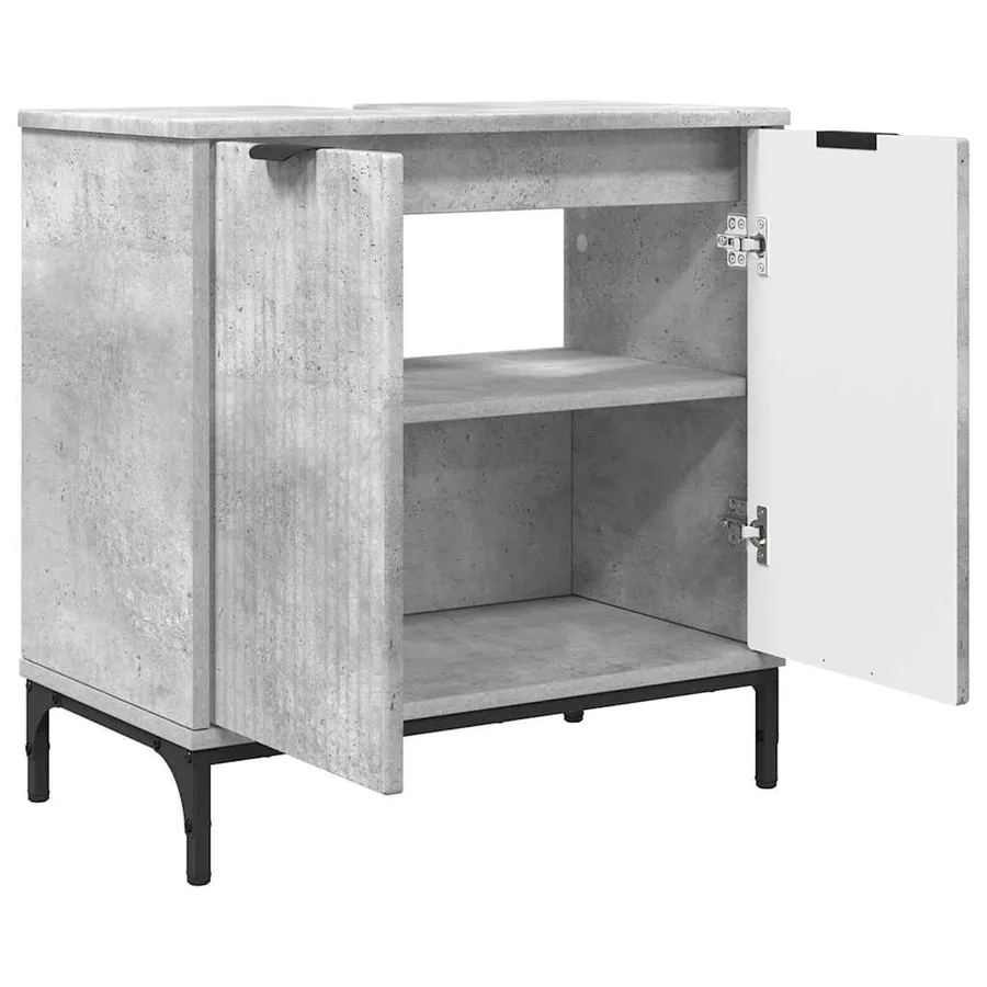 Ensemble de mobilier de salle de bain 2 pcs Gris béton - 5