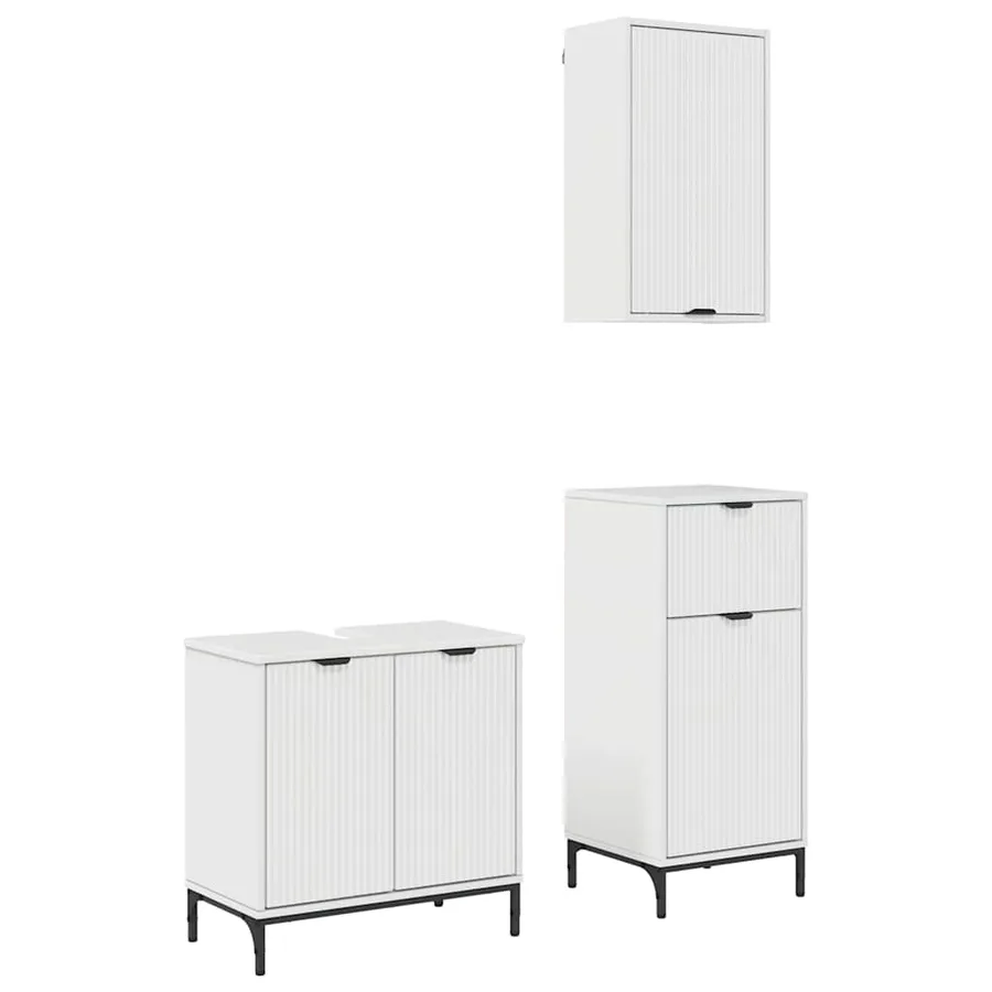 Ensemble de mobilier de salle de bain 3 pcs Blanc brillant - 2