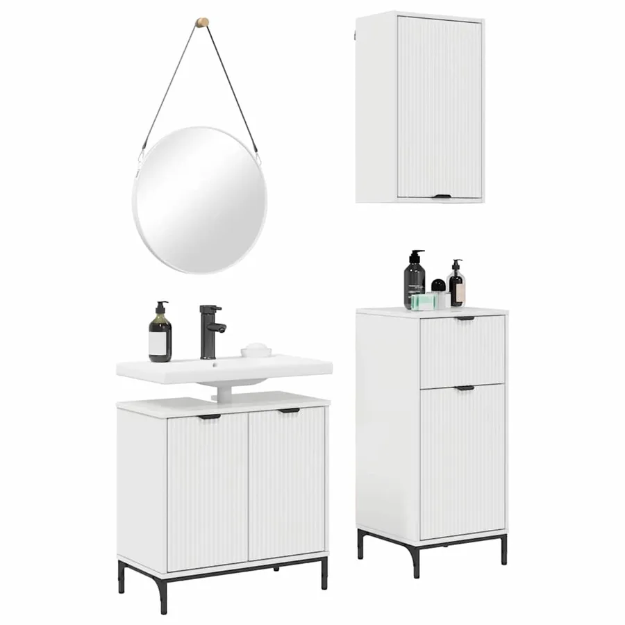 Ensemble de mobilier de salle de bain 3 pcs Blanc brillant - 3