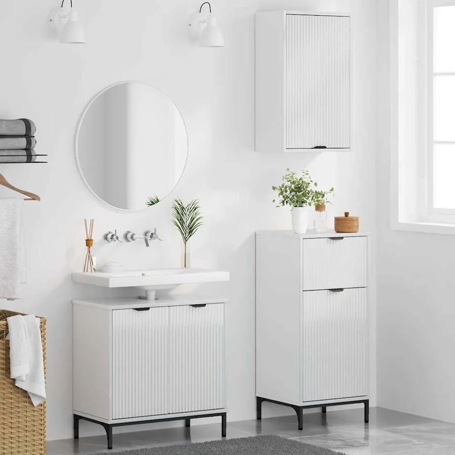 Ensemble de mobilier de salle de bain 3 pcs Blanc brillant - 4