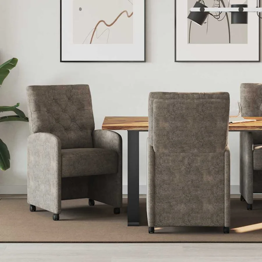 Chaises de Salle à Manger avec Roues 2 pcs Gris foncé