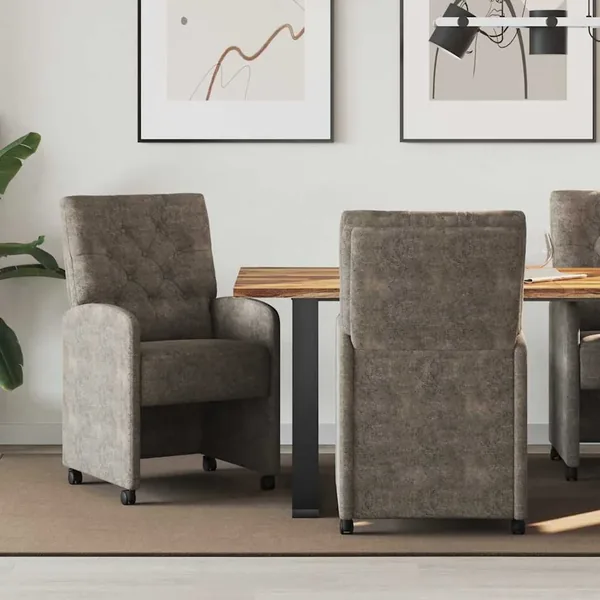 Chaises de Salle à Manger avec Roues 2 pcs Gris foncé
